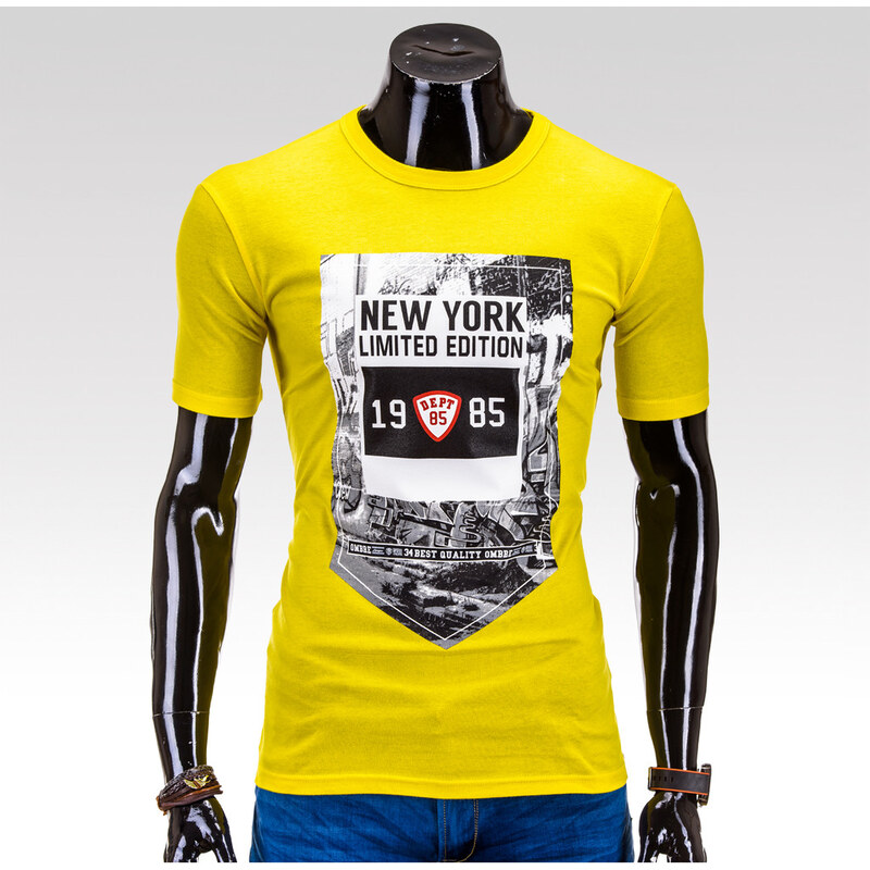 Ombre clothing Pánské tričko New York žluté