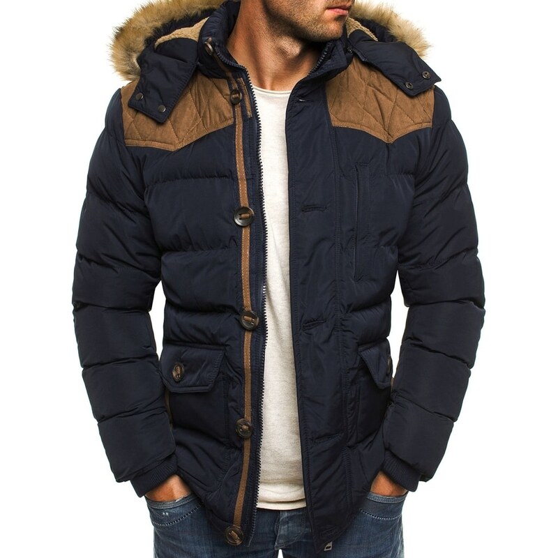J. Style Krásná kvalitní zimní bunda s kapucí a kožešinou J.STYLE 3079