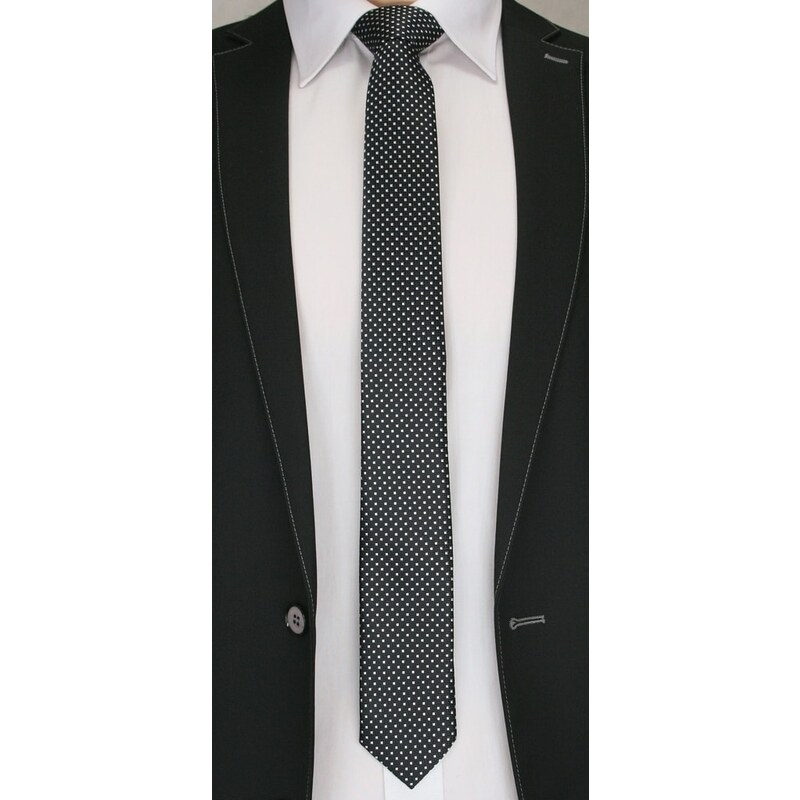 Černá kostkovaná pánská kravata