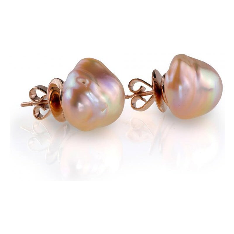 Eppi Růžové baroque perly v náušnicích z růžového zlata Maridell