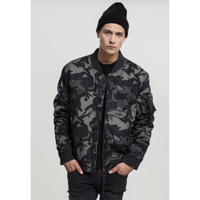 UC Men Vintage Camo Cotton Bomber Jacket tmavé camo