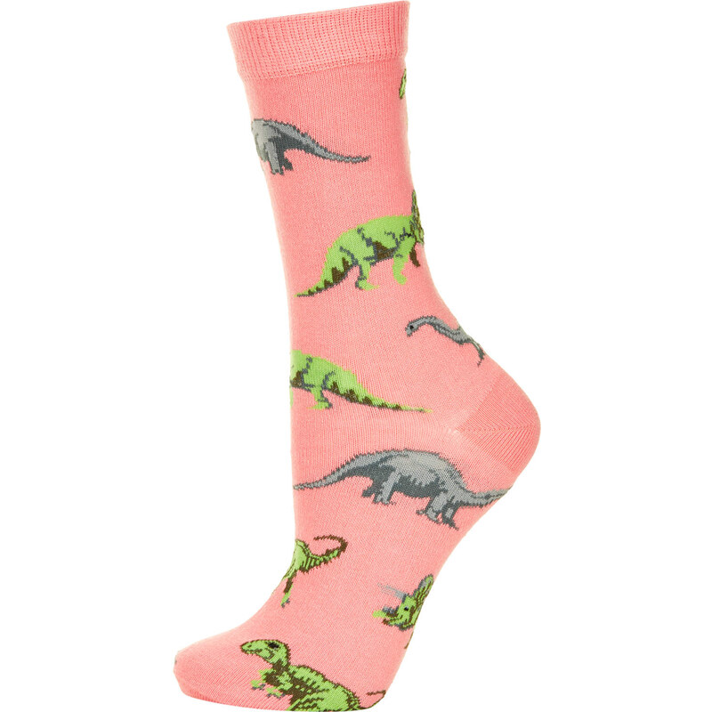 Topshop Coral Dinosaur Ankle Socks