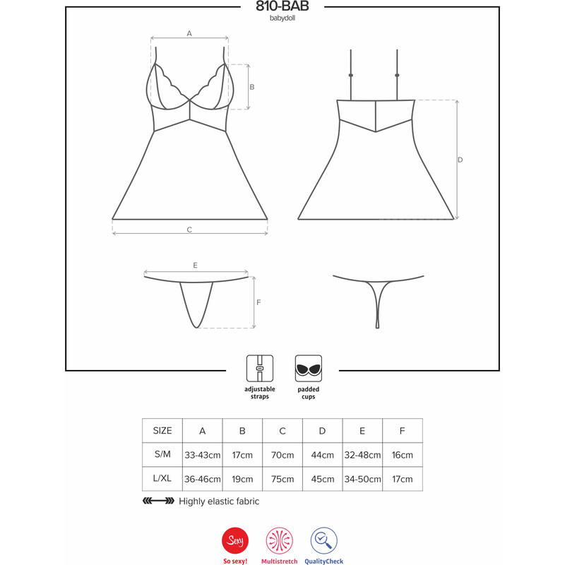 Košilka model 5236995 white babydoll - Obsessive