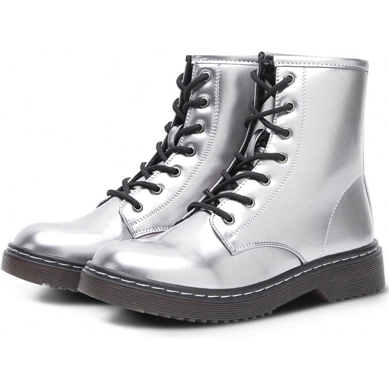 Stříbrné kotníkové šněrovací boty Break&Walk