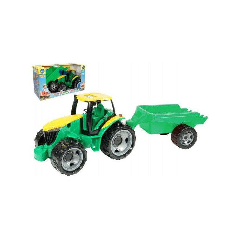 Teddies Traktor plast bez lžíce a bagru s vozíkem v krabici 71x35x29cm