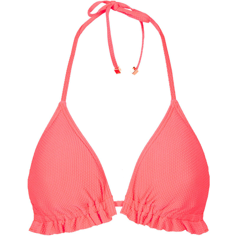 Topshop Coral Textured Triangle Bikini Top
