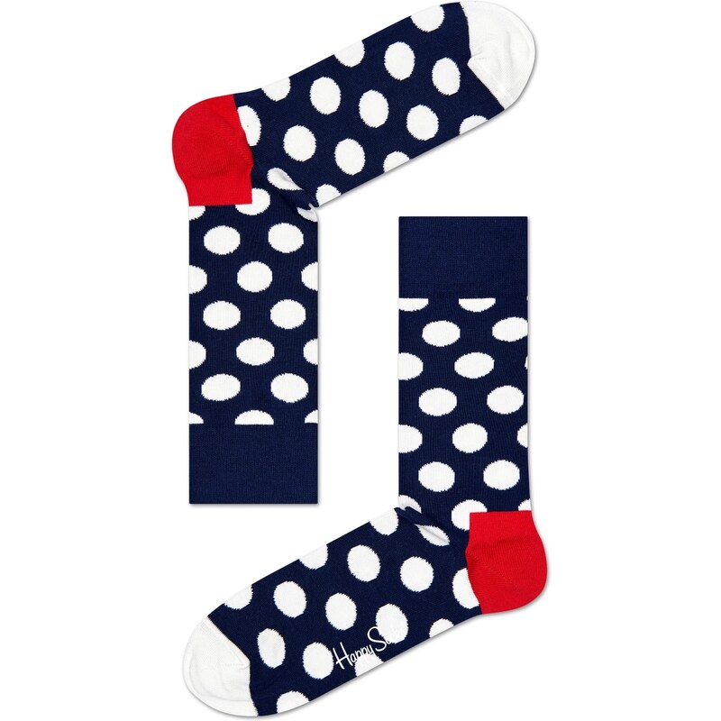 Happy Socks tmavě modré ponožky s bílými puntíky Big Dot - 36-40