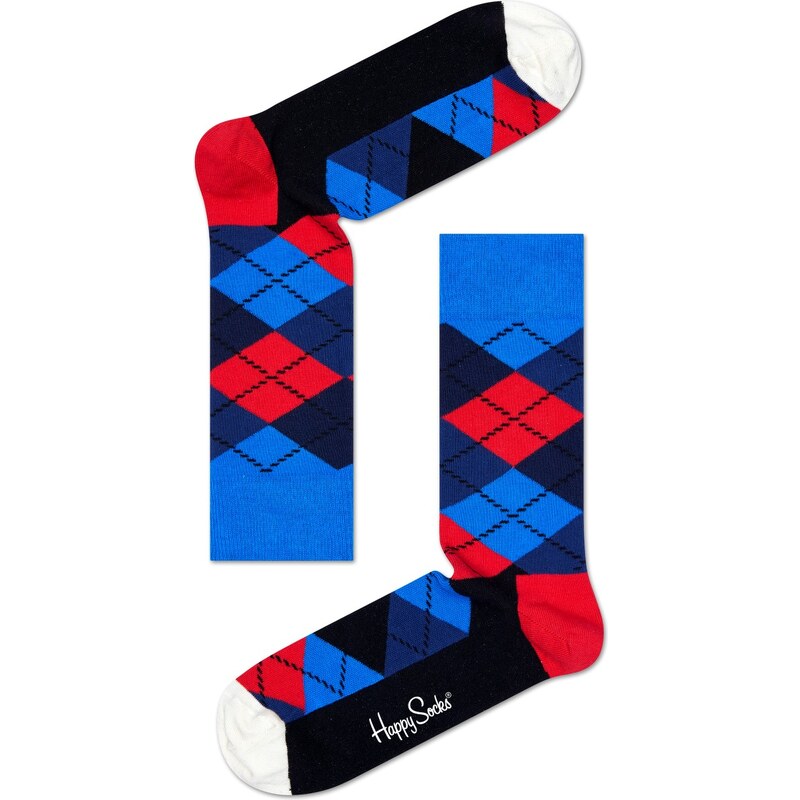 Happy Socks modro-červené kárované ponožky Argyle - 41-46
