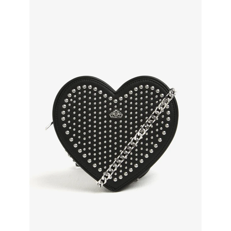 Černá crossbody kabelka ve tvaru srdce s detaily ve stříbrné barvě Fornarina  Valentine - GLAMI.cz
