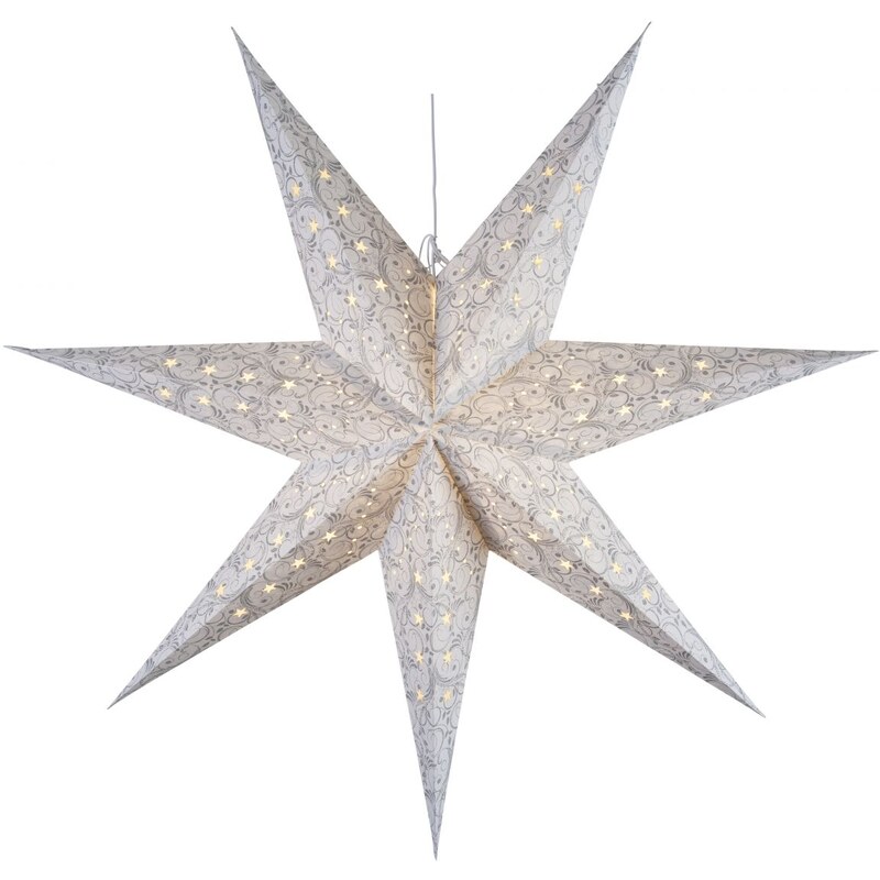 Star Trading Závěsná svítící hvězda White/silver 115 cm
