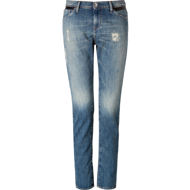 Each Other Slouchy Jeans with Leather Band in Blue