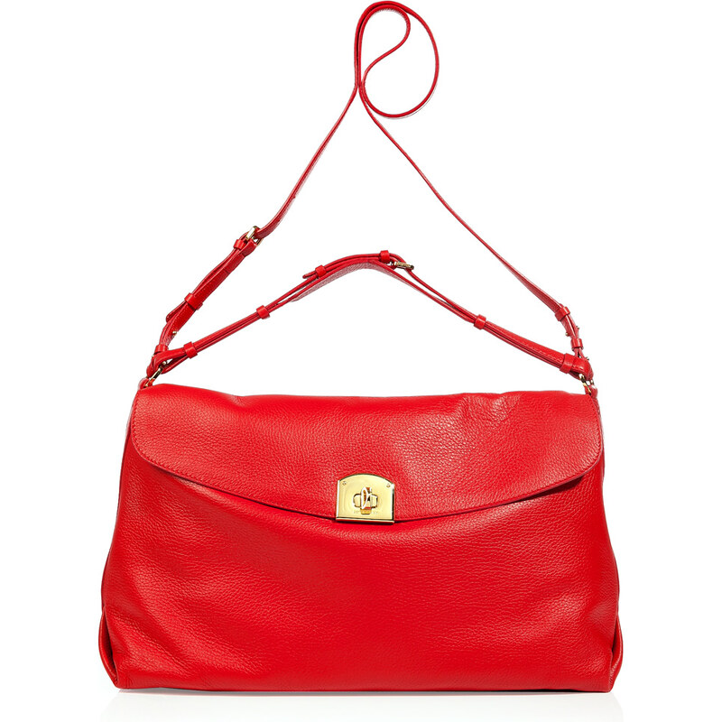 Sergio Rossi Flamenco Red Grainy Leather Satchel