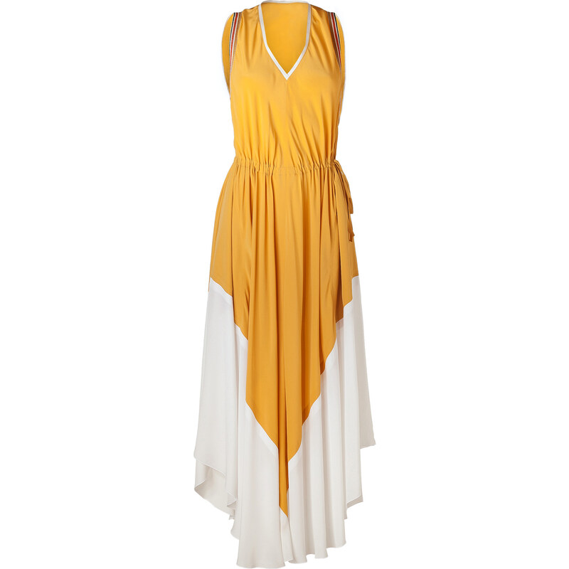 Paul Smith Mustard/Ivory Sleeveless Silk-Blend Maxi-Dress