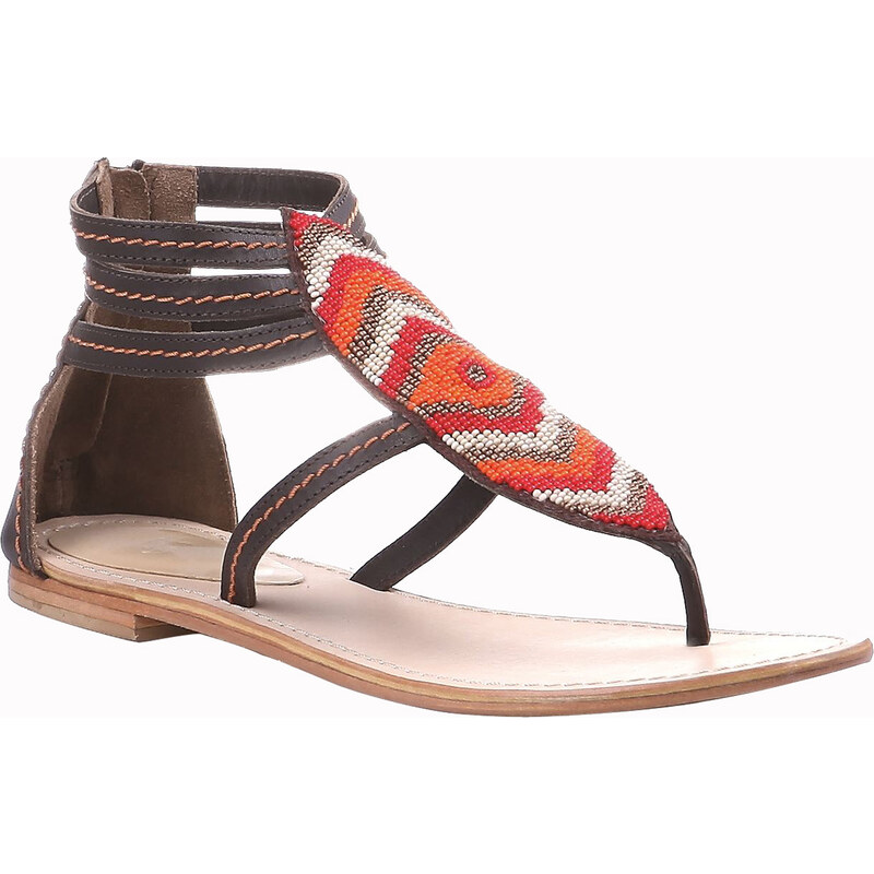 Baťa Kožené sandály v etno stylu zdobené korálky