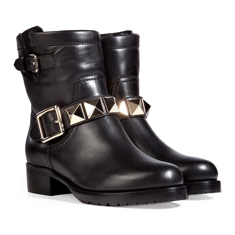 Valentino Leather Ankle Boots in Black