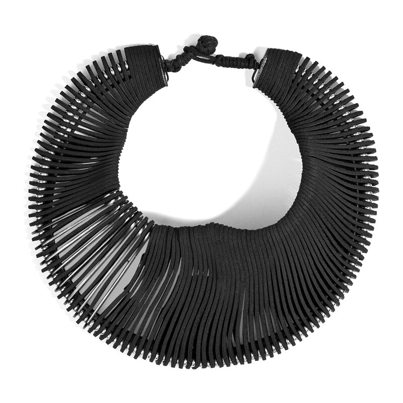 Donna Karan New York Leather/Metal Necklace in Black
