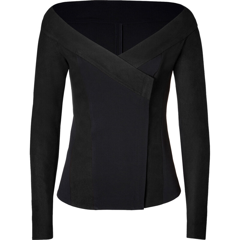 Donna Karan New York Leather Trimmed Jacket in Black