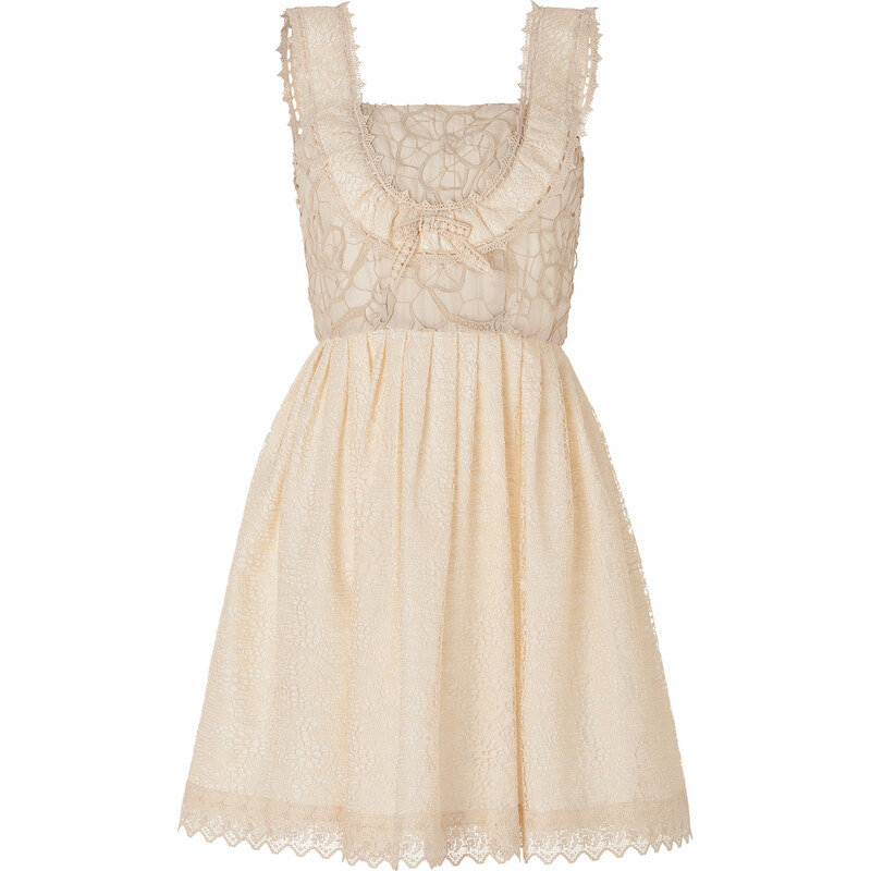 Anna Sui Mixed Lace Dress in Cream