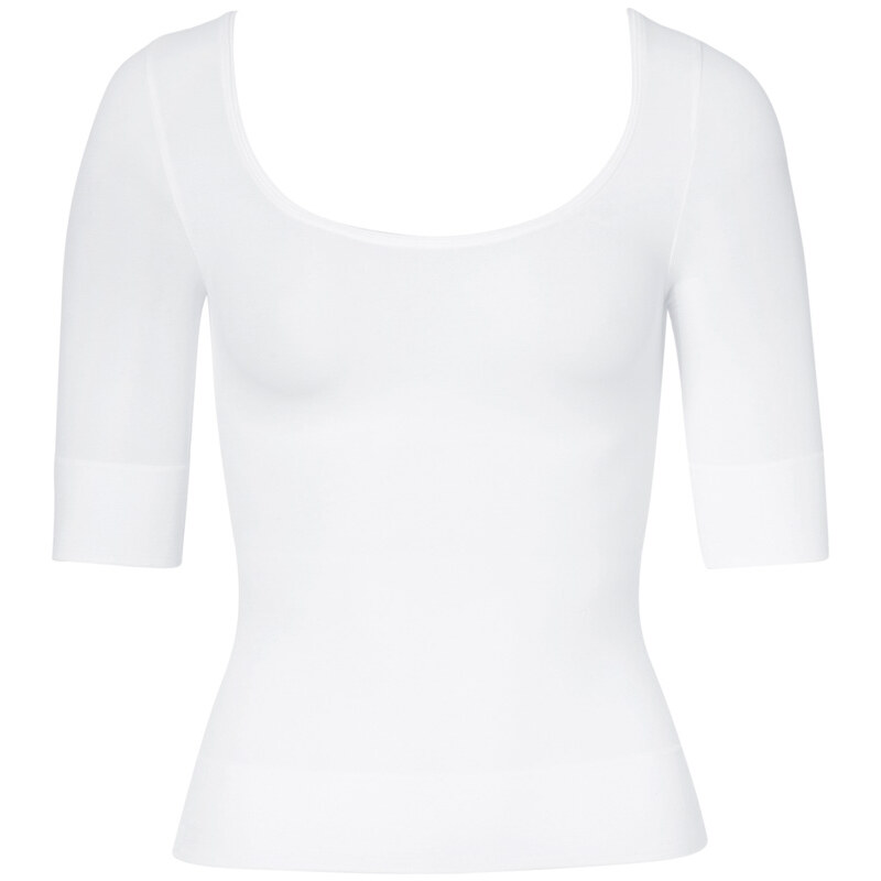 Spanx On Top and In Control Elbow Length Scoop Neck Top in White