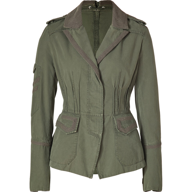 Ermanno Scervino Army Green Embroidered Cotton Jacket