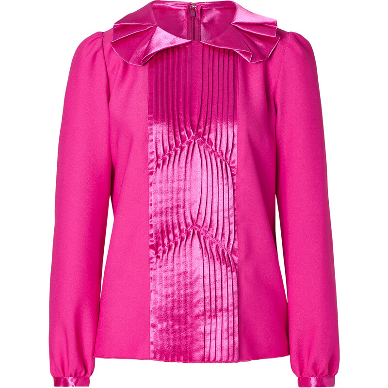 Anna Sui Hot Pink Ruffle Crepe Top