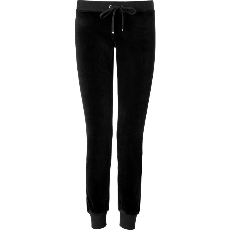 Juicy Couture Velour Modern Track Slim Pants in Black