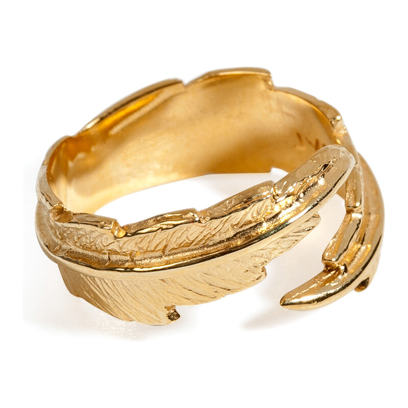 Leivankash Gold-Plated Feather Pinky Ring