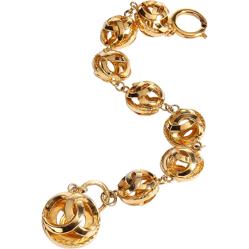 Chanel Vintage Jewelry Golden 1980s double C ball bracelet