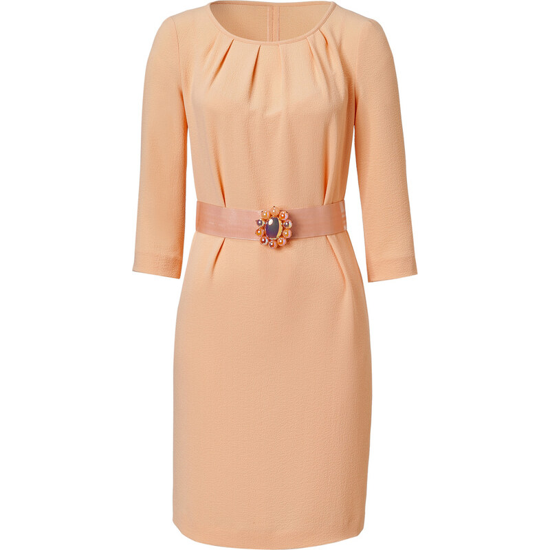 Moschino Cheap & Chic Apricot Belted Crepe Dress