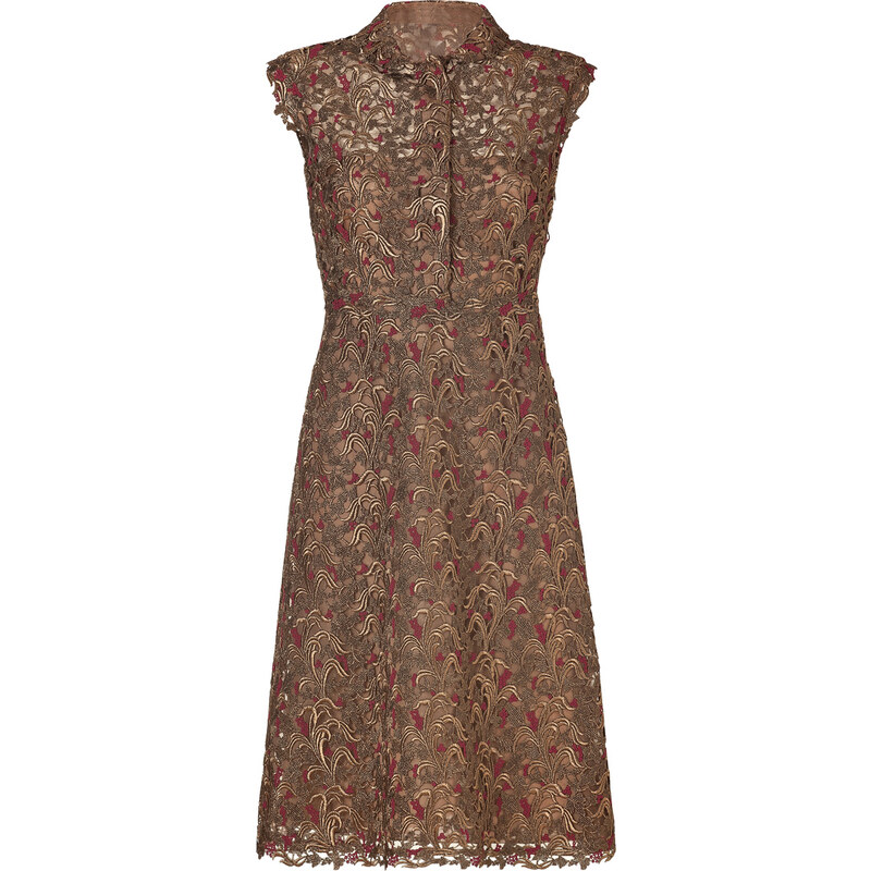 Valentino Bronze Color Lace Overlay Dress