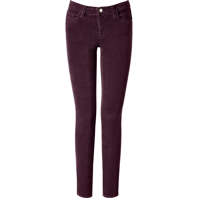 J Brand Jeans Lavish Bordeaux Mid-Rise Skinny Corduroy Pants