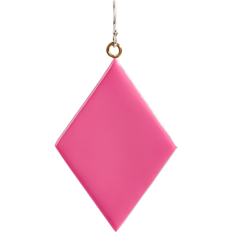 Nora Kogan Pink Enameled Diamond-Shaped Single Earring