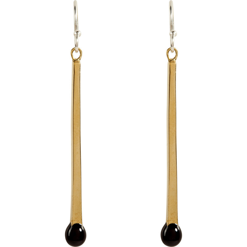 Nora Kogan Gold-Toned Mini Matchstick Earrings with Black Enamel Tip