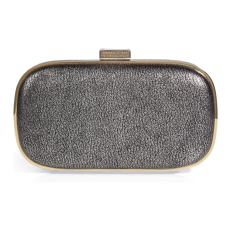 Anya Hindmarch Leather Marano Clutch in Silver Vintage Metallic