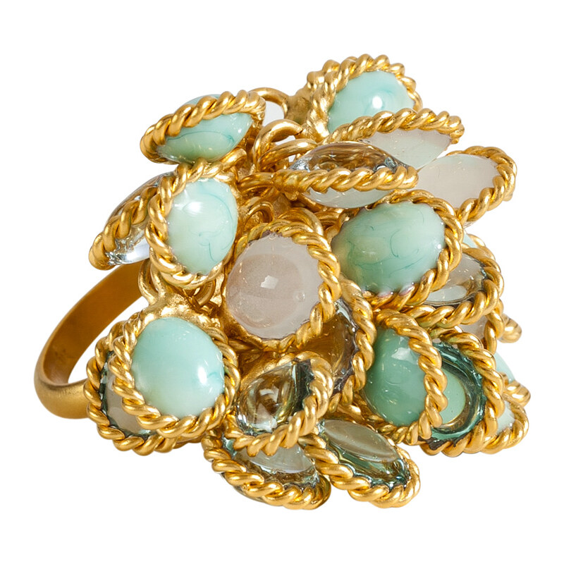 Gripoix Gold-Plated Ring with Pastel Colored Glass Stones