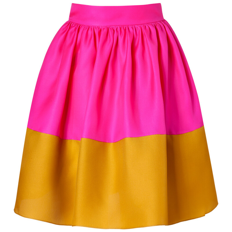 Roksanda Ilincic Hot Pink and Mustard Silk Organza Full Skirt