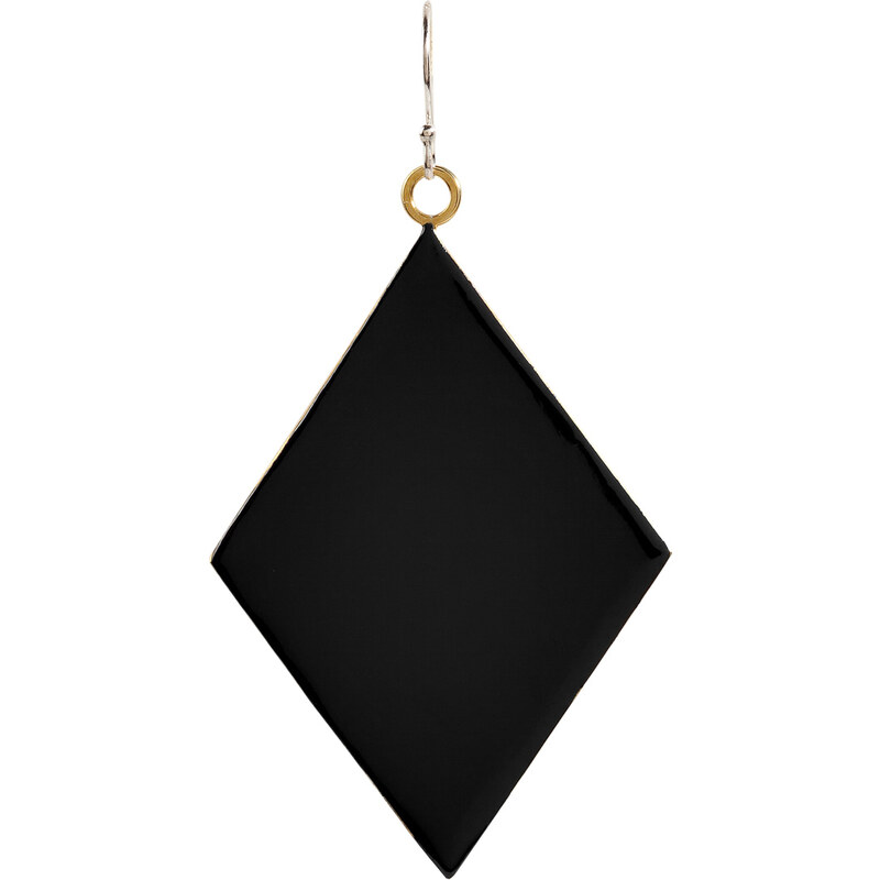 Nora Kogan Black Enameled Diamond-Shaped Single Earring