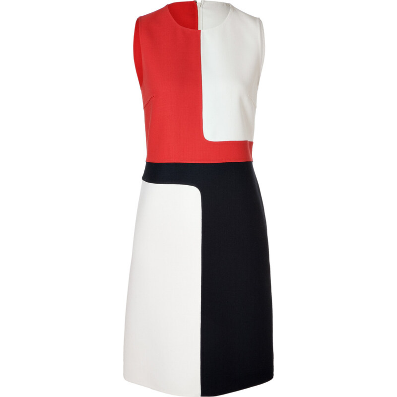 Michael Kors White/Red/Navy Wool Dress