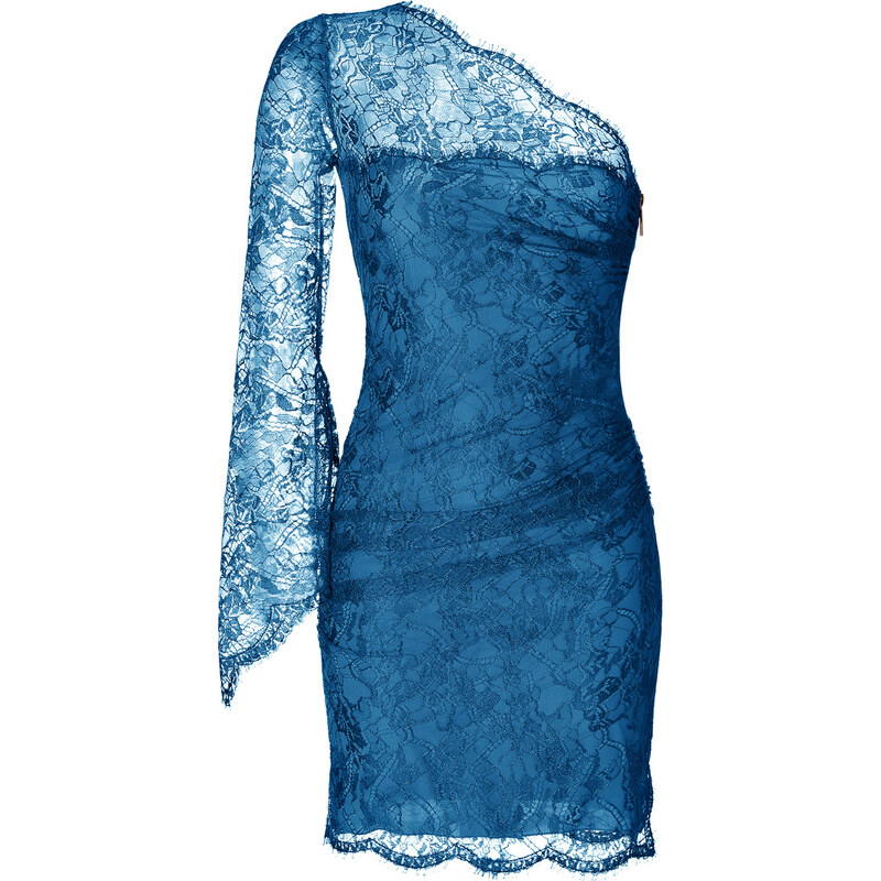 Emilio Pucci One Shoulder Lace Overlay Dress in Ocean