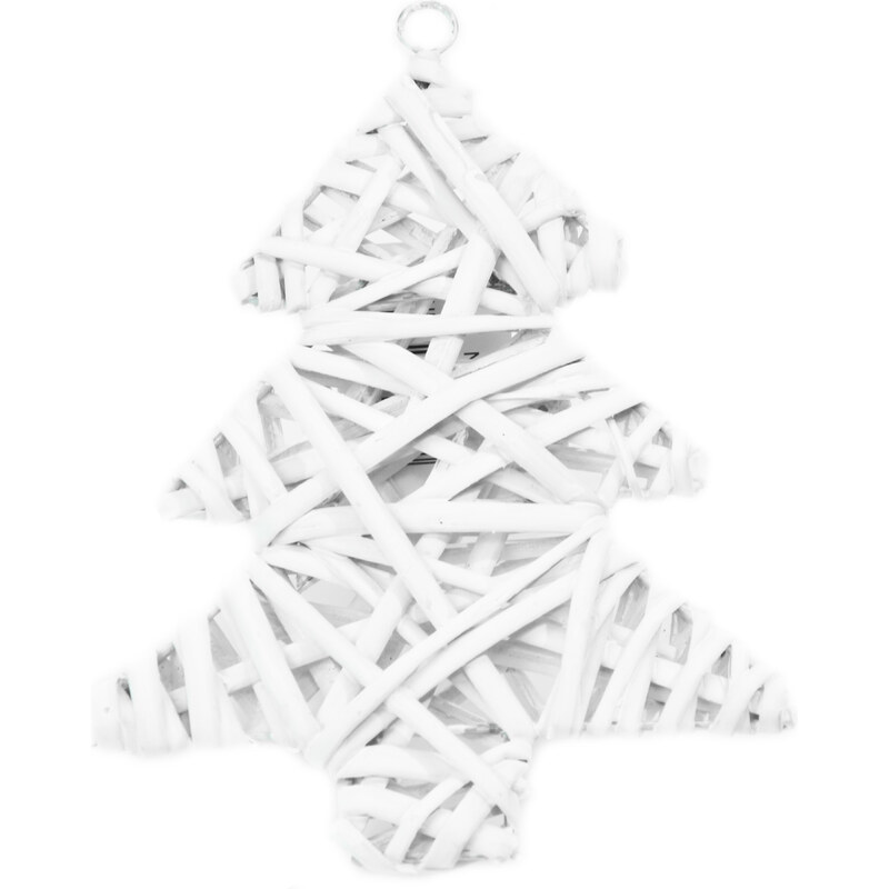 Proutěná ozdoba vánoční stromeček bílý 2 ks - 5x15cm