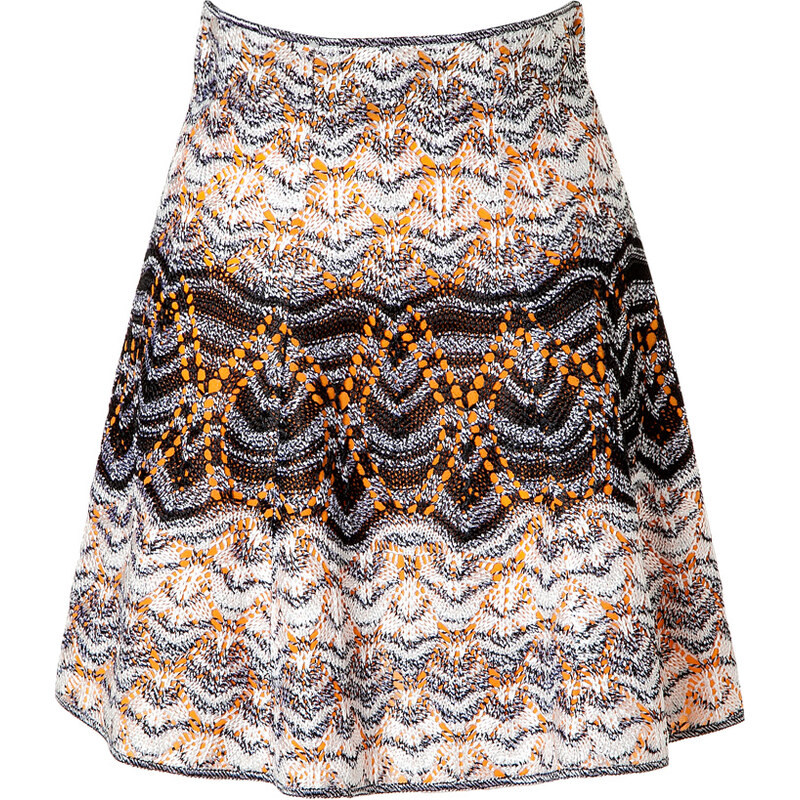Missoni Black/White Variegated Knit Skirt with Orange Lining