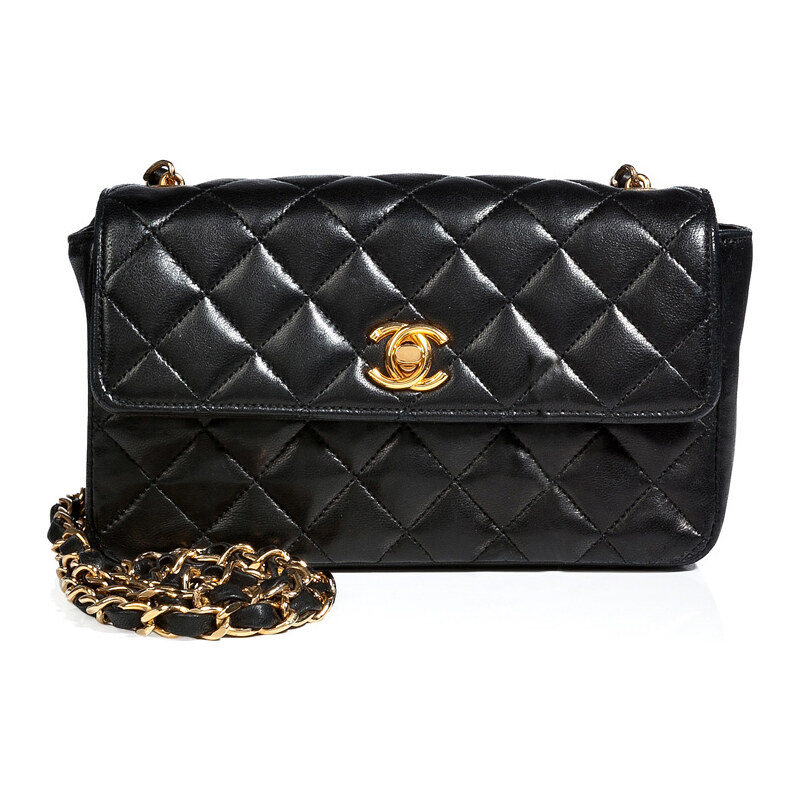 Chanel Vintage Jewelry Quilted Leather Mini Flap Bag in Black