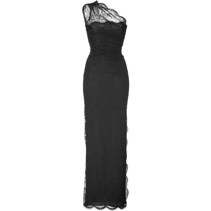 Emilio Pucci One Shoulder Lace Gown in Black