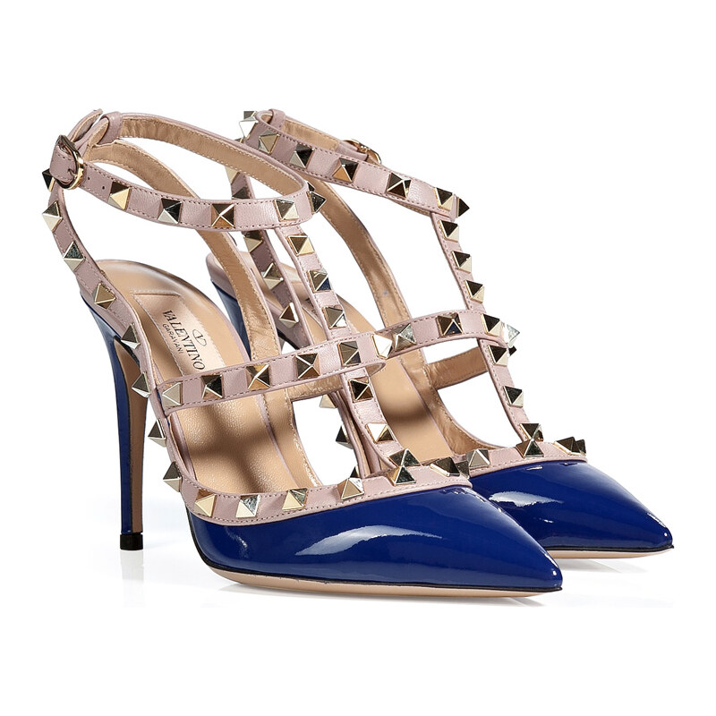 Valentino Leather Rockstud Pumps in Blue