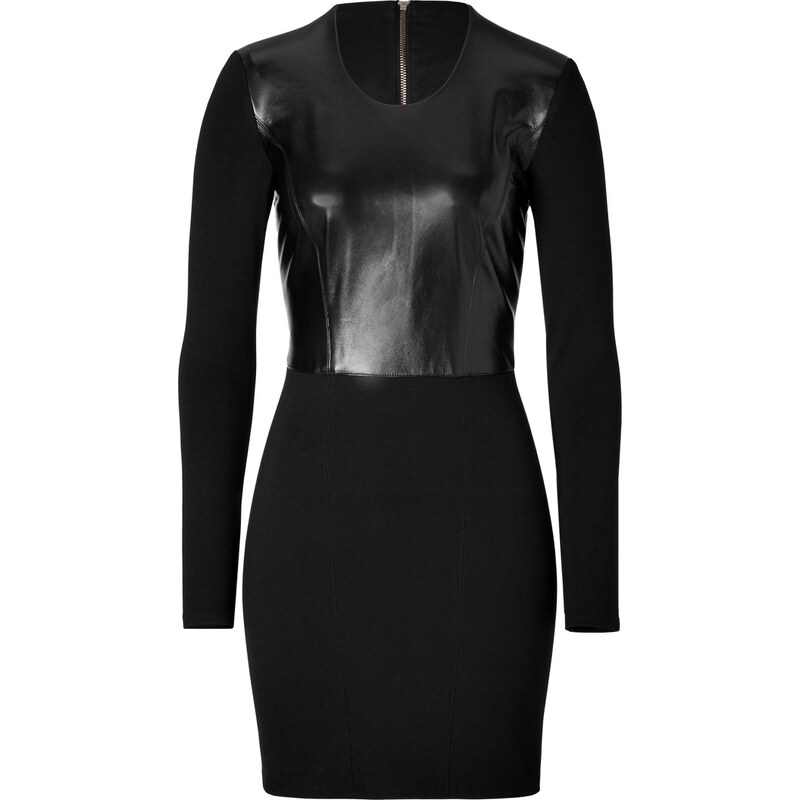 Helmut Jersey/Leather Hammer Dress in Black