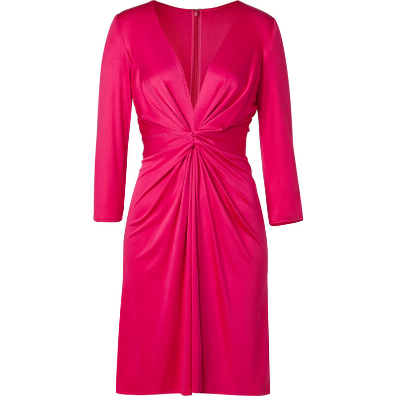 Issa Fuchsia Deep V-Neck Silk Jersey Dress