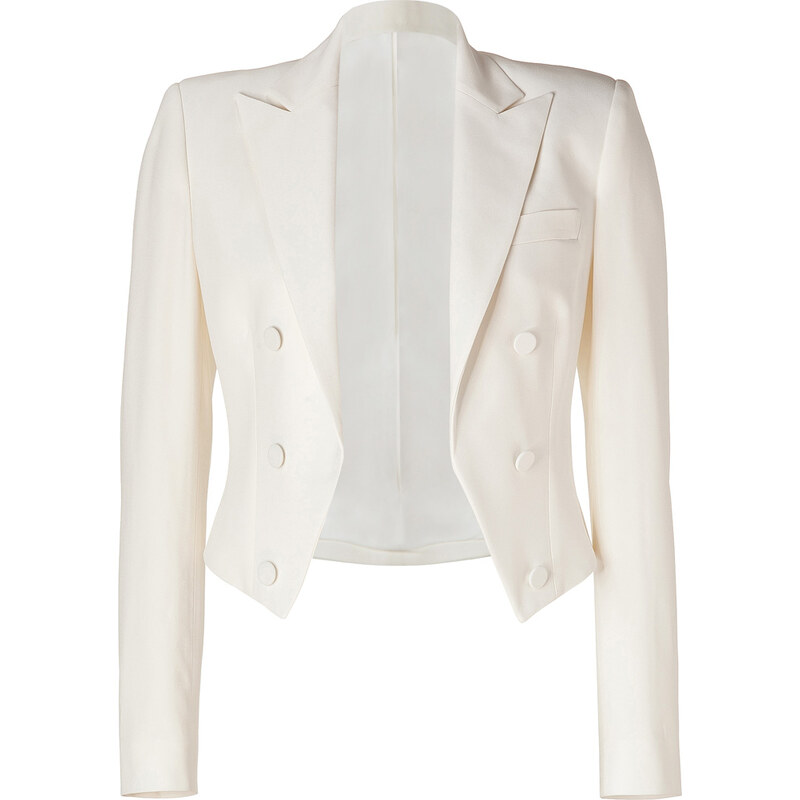 Ralph Lauren Collection Ivory Satin Back Crepe Spencer Jacket