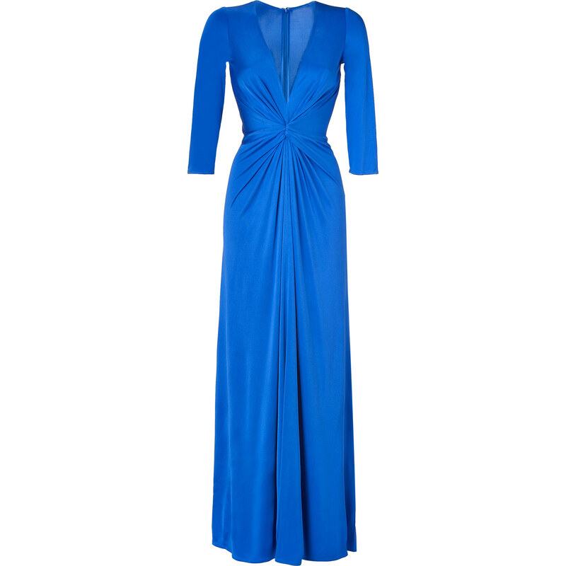 Issa Royal Blue V-Neck Silk Jersey Gown