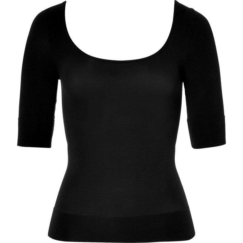 Spanx On Top and In Control Elbow Length Scoop Neck Top in Black