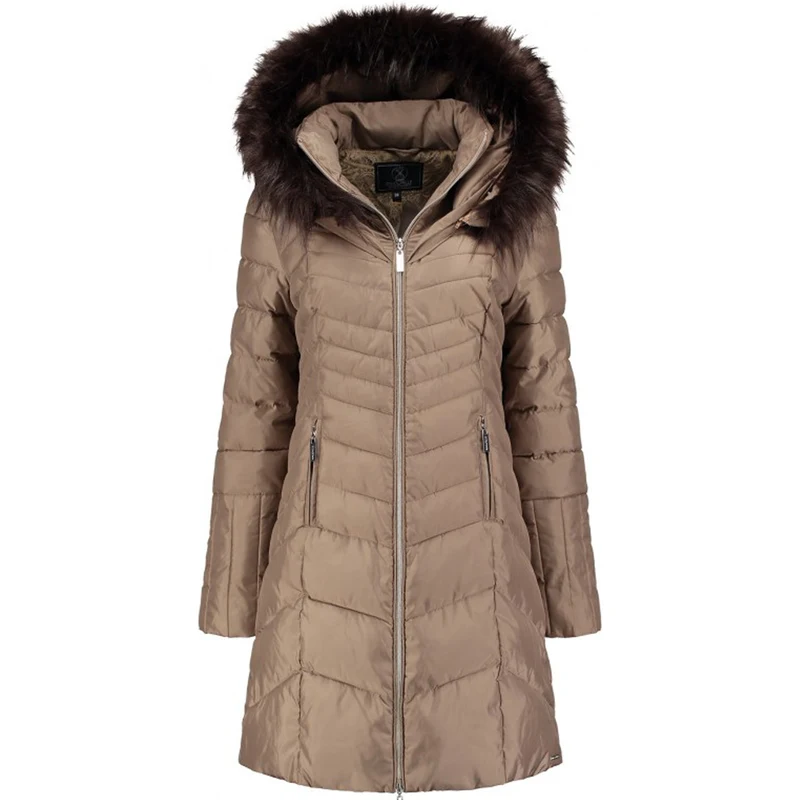 Rino & Pelle Rino&Pelle dámský zimní prošívaný kabát Selly s kapucí  béžový|34 - GLAMI.cz